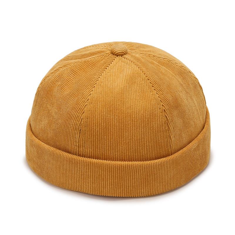 Corduroy Skullies Cap Brimless Beanie Hat Hip Hop Hats Women Men Summer Hats Portable Street Solid Color Men's Caps Gorras