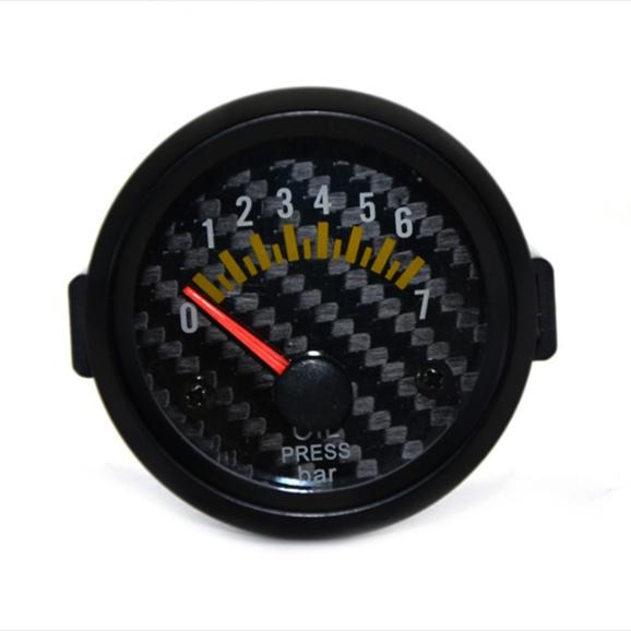 2" 52mm Carbon Fibre Face Black Rim Boost Gauge Bar Psi Water Temp Oil Temp Oil Press Volts Tachometer Vacuum gauge+Gauge Pods