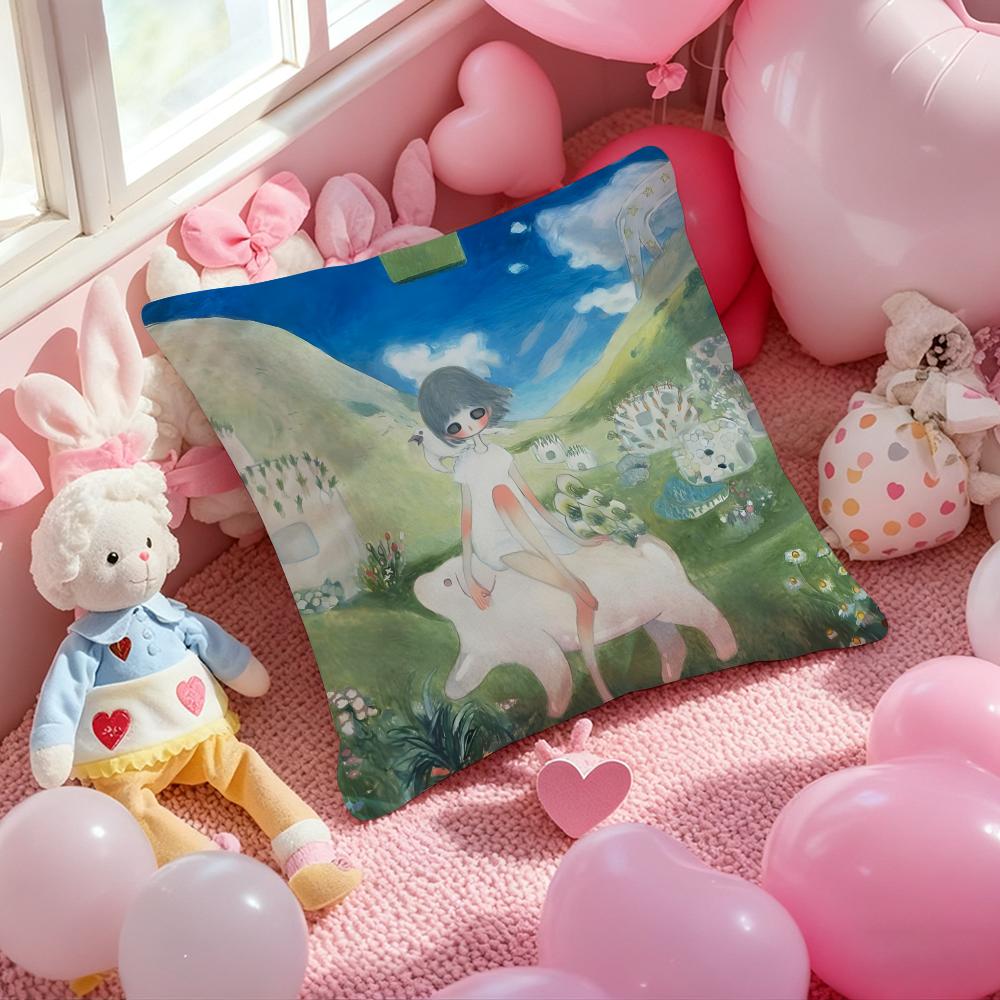 Art Aya Takano Cushion Cover Pattern Printed Pillowcase for Living Room Sofa Cushion Cover & Bedroom Decor
