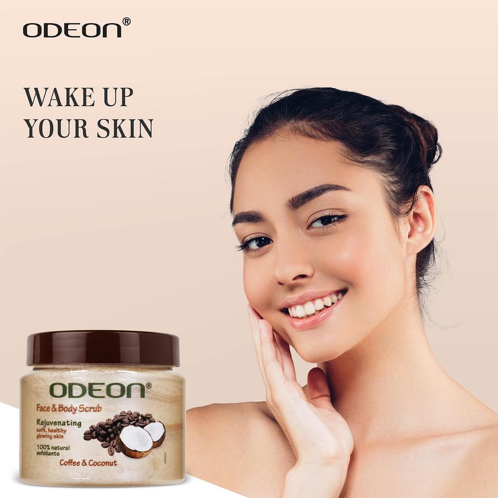 Scrub al Caffè e Cocco ODEON (300ml) Scrub Esfoliante Viso e Corpo per Rimuovere l'Abbronzatura I Rivitalizzante e Detan I Per Tutti i Tipi di Pelle