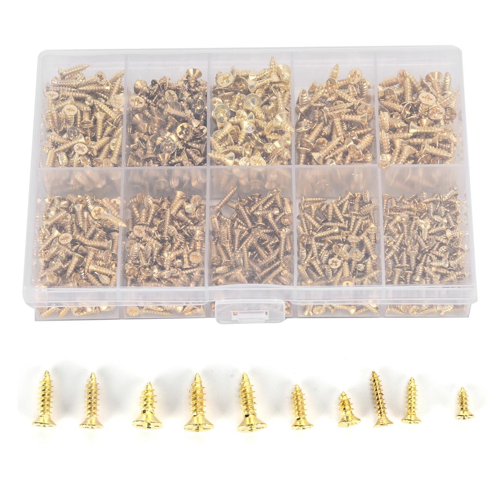 1080Pcs Self Tapping Screws Cross Iron Countersunk Head Screws Assortment Kit M2 M2.5 M3