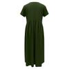 Women's Fashionable Color Cotton And Linen Round Neck Short Sleeved Pocket Casual Loose Beach Vacation Dress