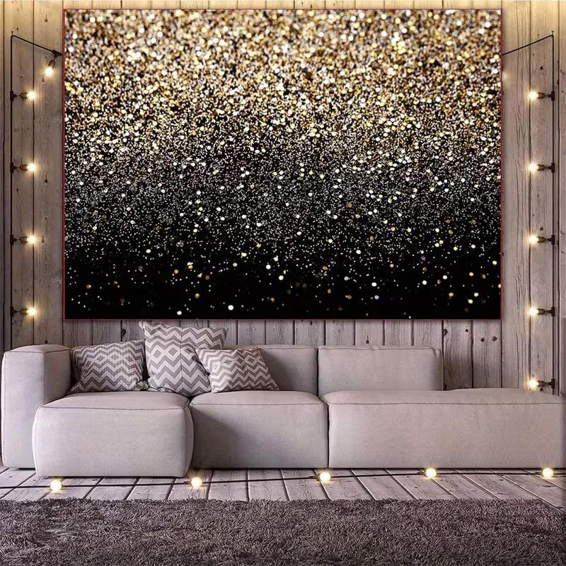 2D Ombre Gold Sparkle Bokeh Backdrop Photography Background Banner