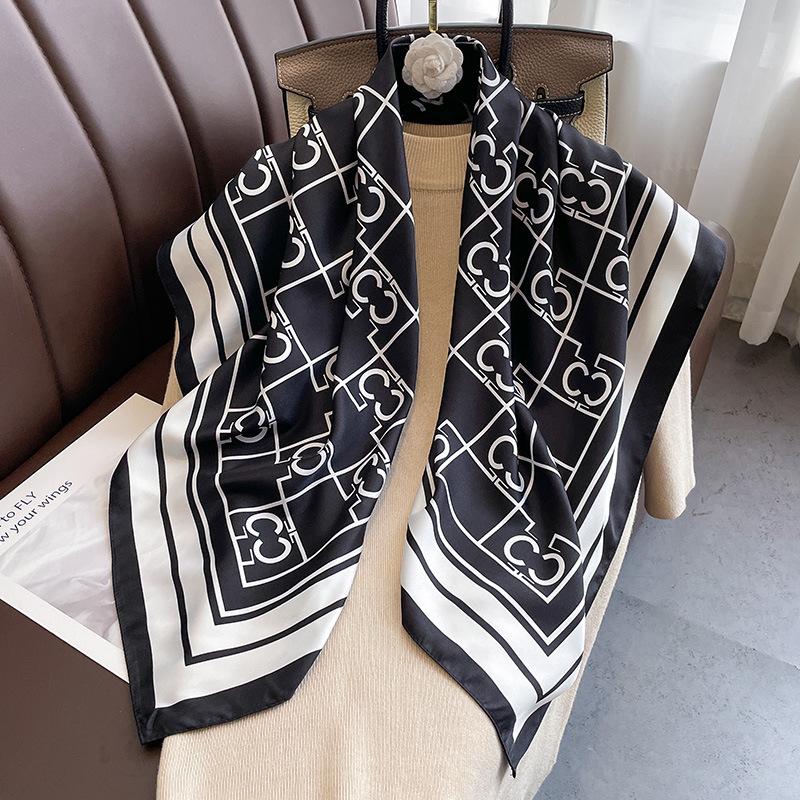 Eșarfă Coreeană cu Litere Noi, Șal Mare la Modă, Temperament de Înaltă Calitate, Eșarfă Decorativă, Eșarfă de Mătase, Batic pentru Femei