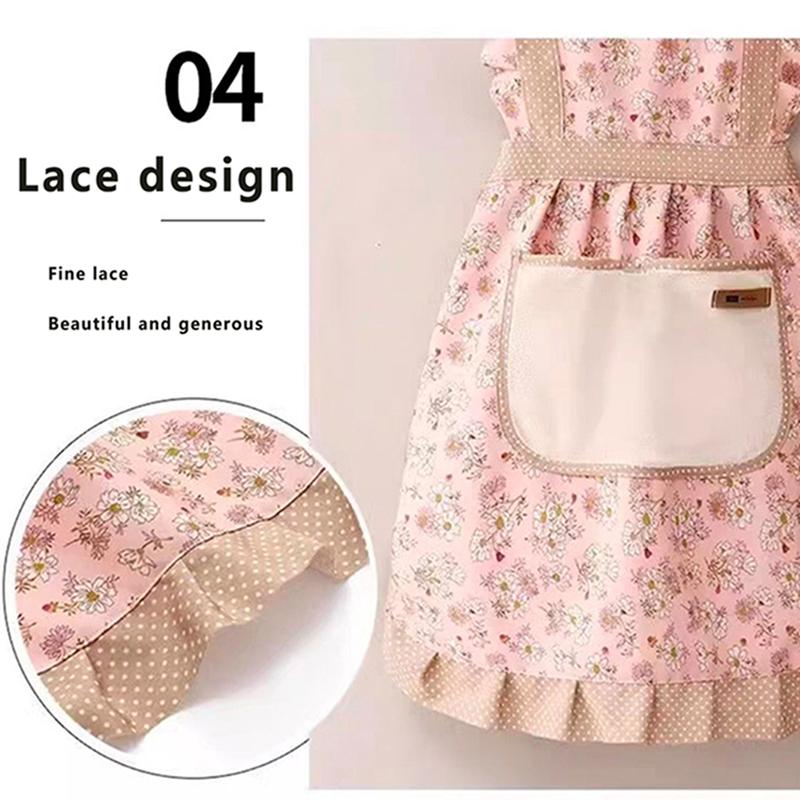 Easter Home Work Adjustable Apron Floral Print Cake Kitchen Cooking Women Girls Aprons with Pocket