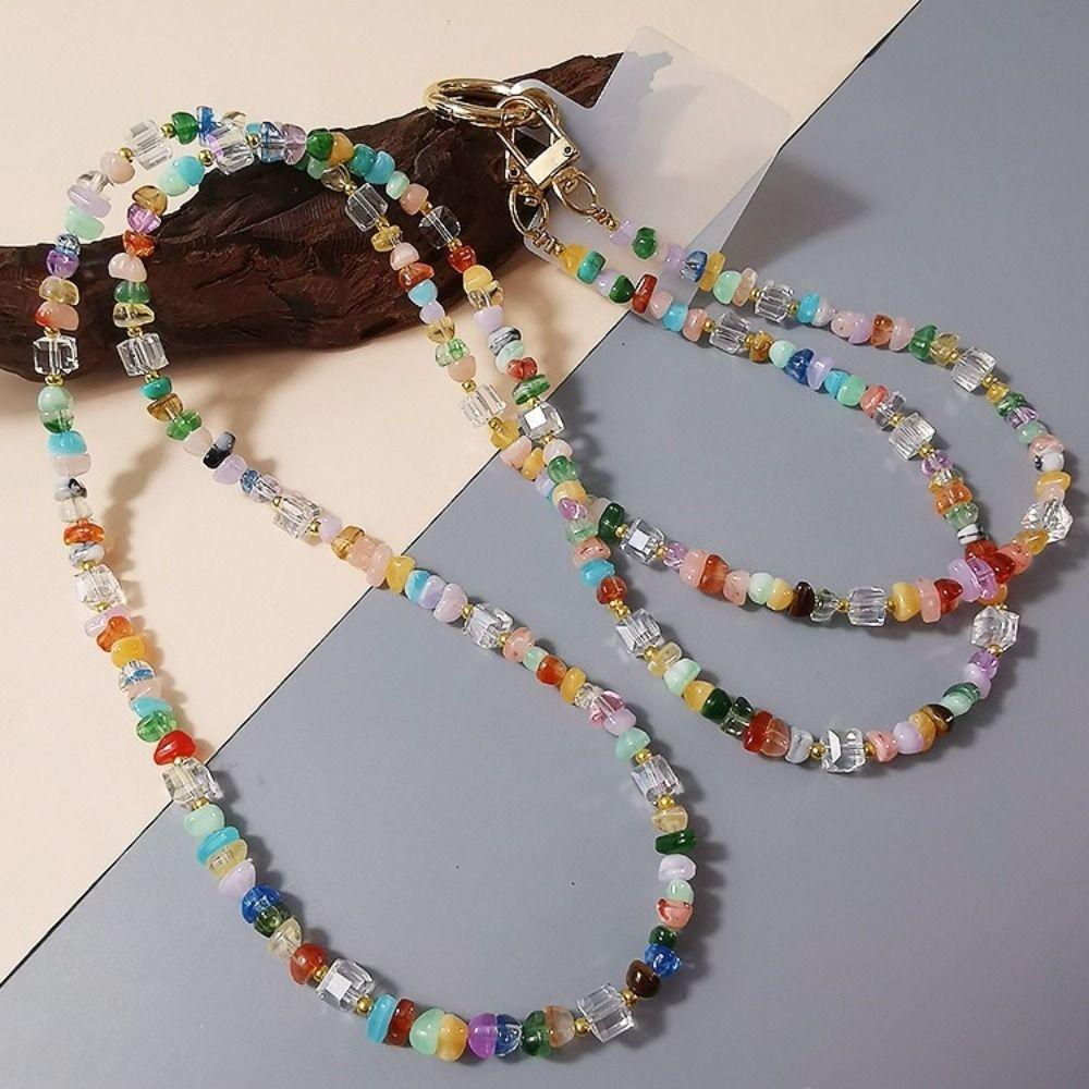 Kamenný Drahokam Popruhy na Mobilní Telefon Crossbody Korálky Řetízek na Telefon Dlouhá Šňůrka na Telefon Příslušenství k Telefonu