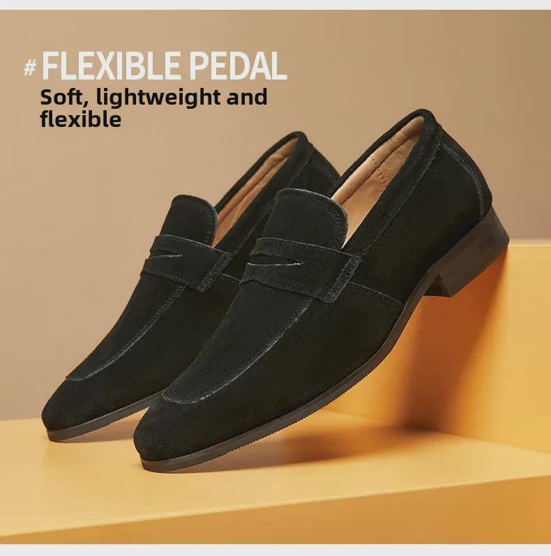 Men's Japanese-Style Suede Loafers: Summer Slip-On, Business Formal, Frosted Leather