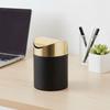 Gold Desktop Trash Can - 304 Stainless Steel Mini Bin with Lid, Light Luxury Storage Basket