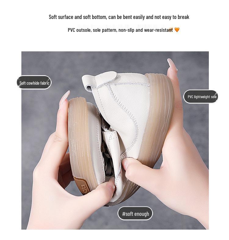 Damskie białe wsuwane sneakersy w stylu koreańskim z elastyczną gumką - miękka podeszwa, skórzane baleriny z ażurowym wzorem