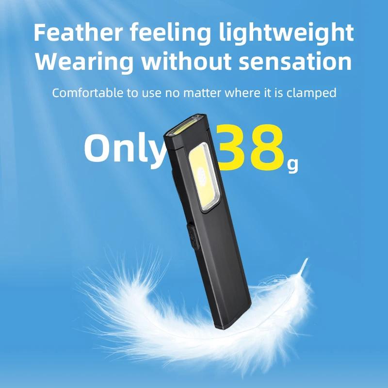 Portable LED Flashlight COB Floodlight and High Beam Aluminum Alloy Pen Clip Work Light Built In Battery with Tail Magnet