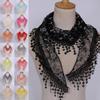 Classic Floral Lace Triangle Scarf Transparent Casual Long Shawl Wrap Luxury Brand Designer Breathable Tassel Shawl Female