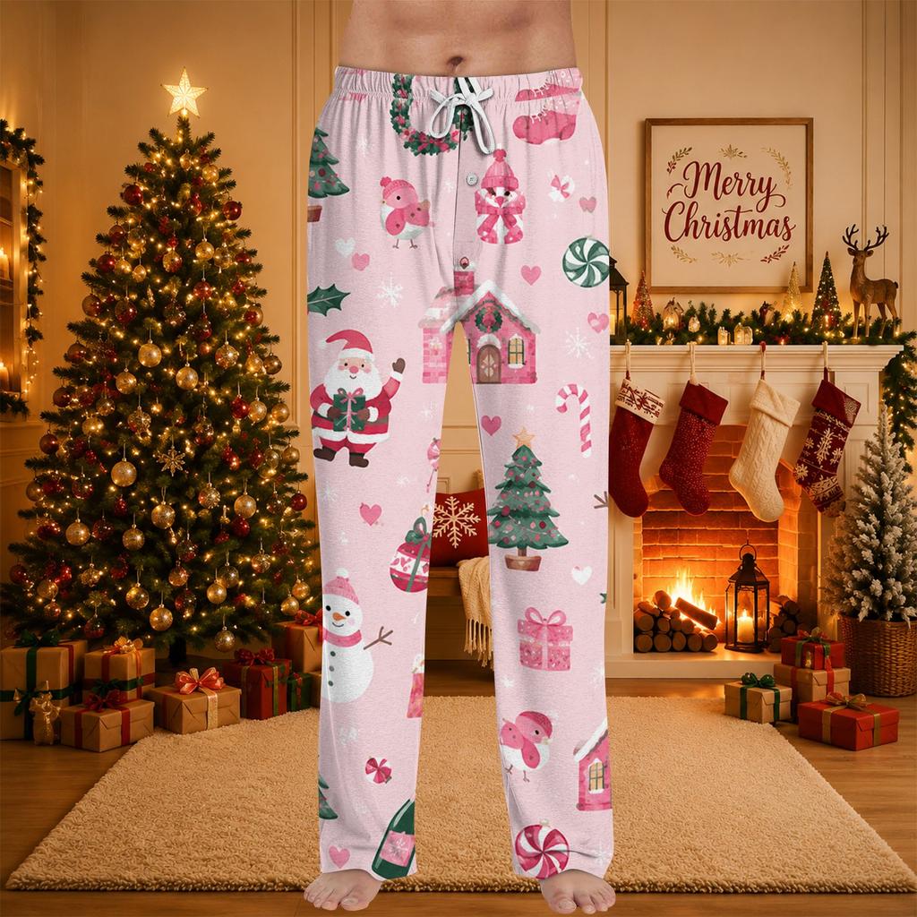 Men's Christmas Print Pajama Pants for Casual Sleepwear