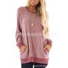 Fall Winter Women's Crew Neck Color Block Pocket Sweatshirt Long Sleeve Pullover Casual Top