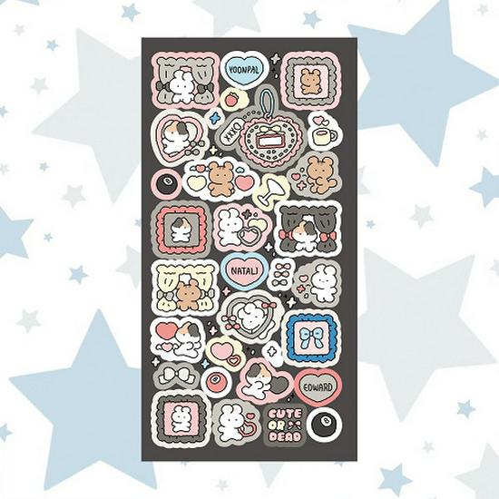 Cute Korean Style Cartoon Rabbit & Bear Stickers for Journals - DIY Christmas Decorative Set