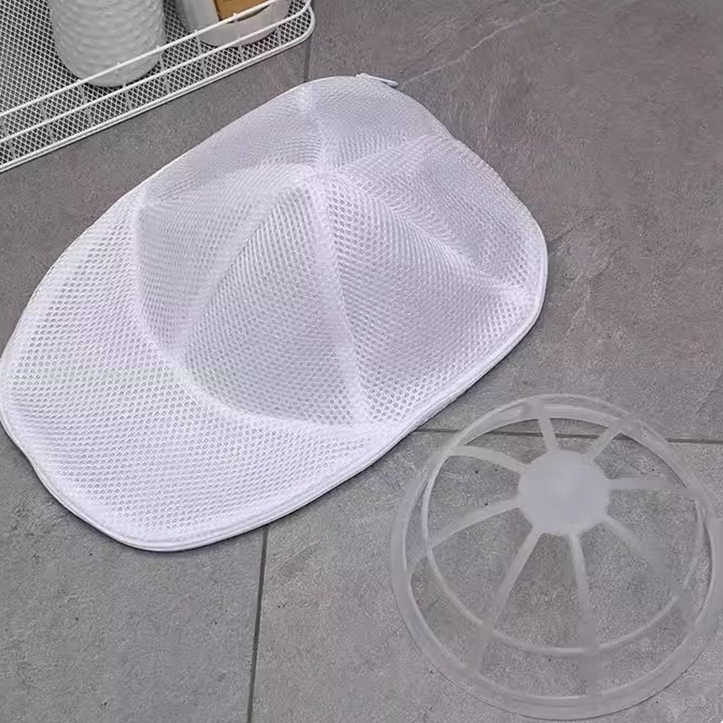 Washing Machine Hat Laundry Bag Cap Protector Washing Bag Anti-Deformation Hat Mesh Storage Organizer Zip Bags With Frame