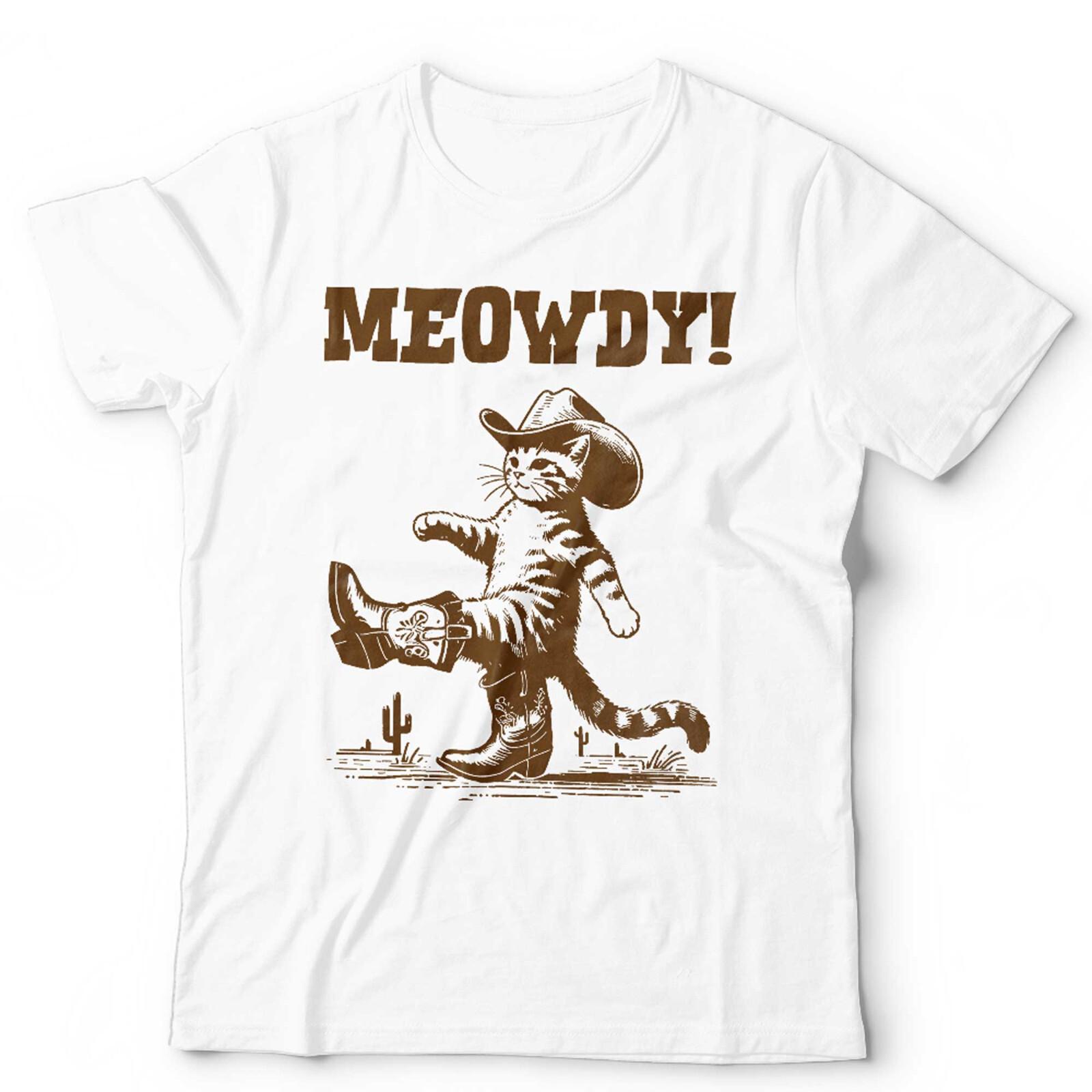 Cat T Shirt Mens Womens Tees Top Meowdy Unisex and Cowboy Country Western Kitten Retro Vintage 3XL