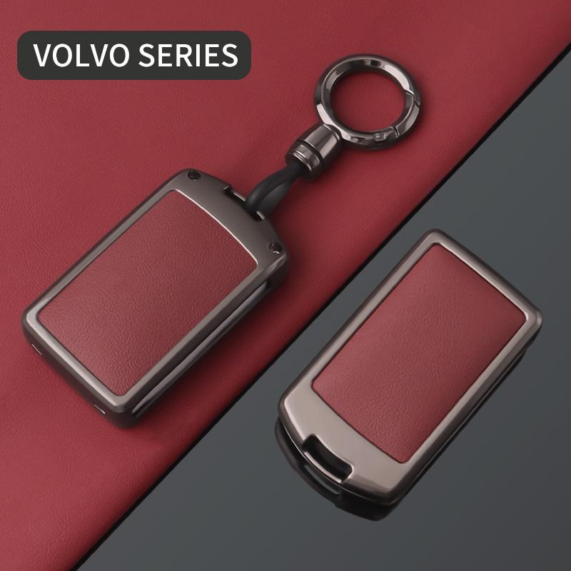 Zinc Alloy Leather Car Key Cover Case for Volvo XC60/XC90/XC40/S90/S60L/V90CC Protective Key Fob Shell Keychain Accessories