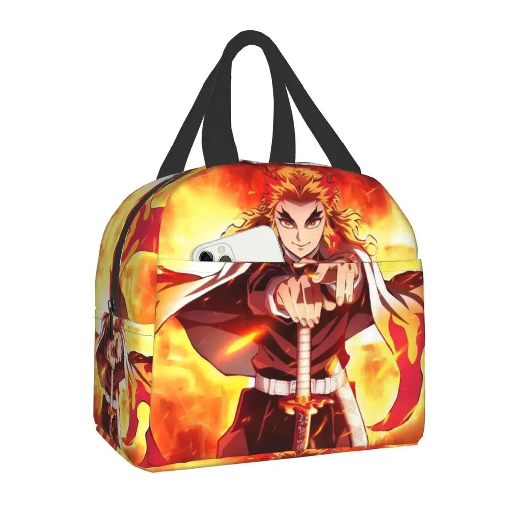 Niedliche Anime Muichiro Tokito Isolierte Lunchtasche für Frauen Kimetsu No Yaiba Kühltasche Thermische Bento-Box Schulfutter-Aufbewahrungstasche