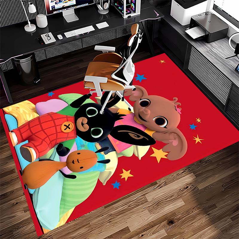 1pc Bing Print Area Rug - Soft, Washable Non-Slip Indoor Mat for Office Chairs, Living Room, Home Office Decorative Rug