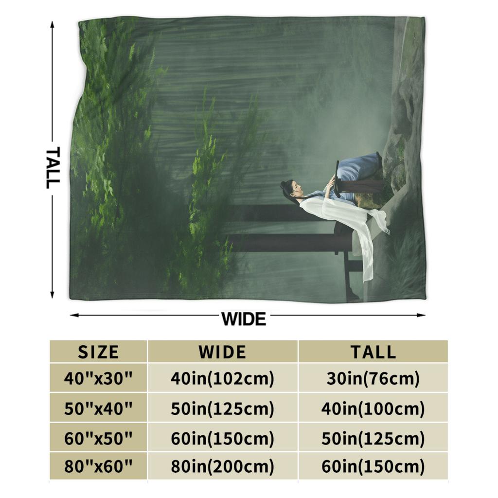 Chinese ink painting Soft Warm Blanket  Child Plush Throw Blanket Street Trend Couch Bed Flannel Bedspread Sofa Bed Cover