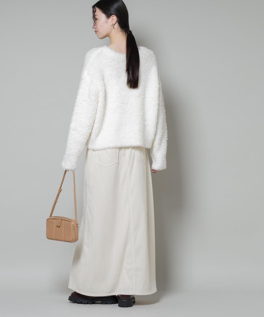 Nano Universe Weicher Cord-Maxi-Rock für Damen, Größe F, 037, Elfenbein, 673-5230319