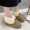 Thick-soled Snow Boots Women's Short Tube Autumn and Winter New Matte Two Wear Thickened Velvet Warm One Pedal Women's Cotton Shoes