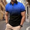 Summer Flat Cloth Polo Shirt Zip Men's Printed Crushed Dot Polo Shirt Men's Short Sleeve T-Shirt Top