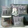 New Christmas Pillow Gray Cartoon Snowman Christmas Tree Home Cushion Pillow Cover