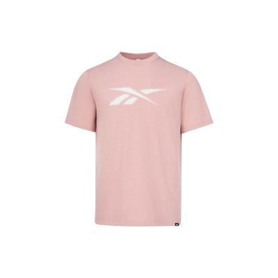Reebok Logo-Print Sportlich Lässig Rundhals Strick Kurzarm T-Shirt Unisex Oberteile Hellrosa 23RMS403UGF2