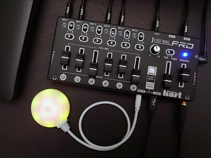 Maker Hart Just Mic Pro Multitrack Workstation 6 Mic INs with Microphone Power Supply 1 Stereo IN 4 Audio OUTs USB Audio IN OUT USB Mute / / /