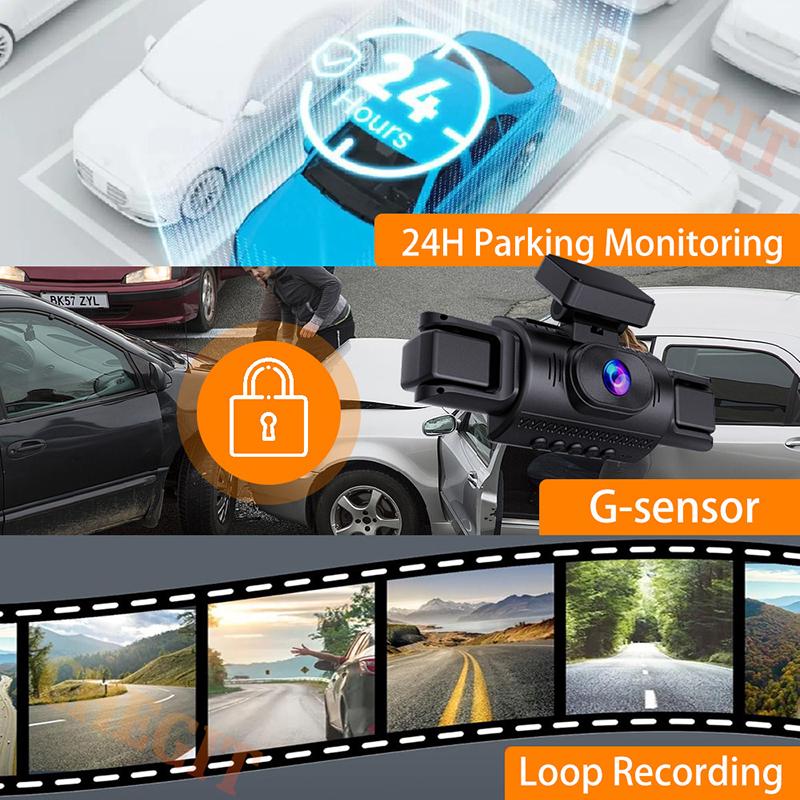 360°Car DashCam 4Channels WIFI Video Recorder 1080P Car DVR 3/4 lens Front inside optional WIFI Rear View Night Vision Black Box