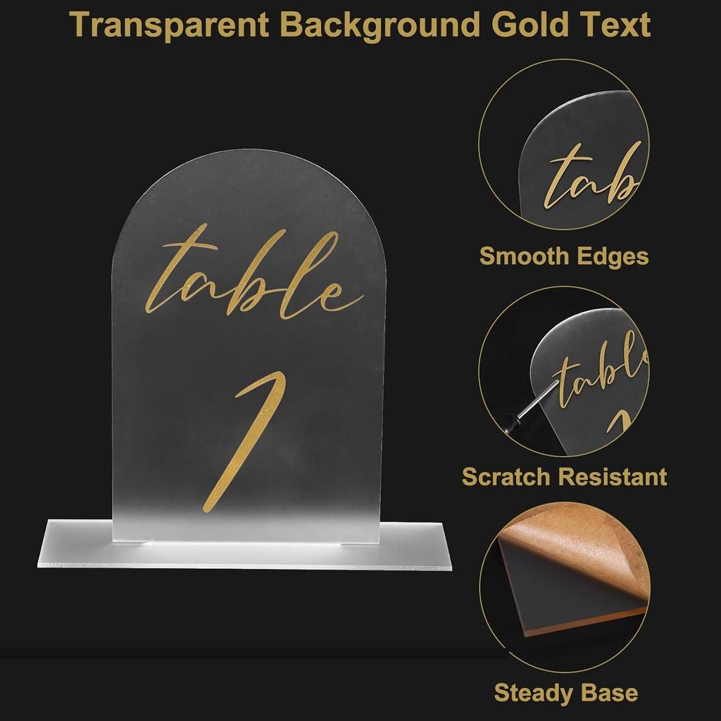 PATIKIL Wedding Table Numbers 1-10, 6"x4" Acrylic Display Signs and Holders for Weddings Receptions with Stands Parties Events Centerpiece, Frosted