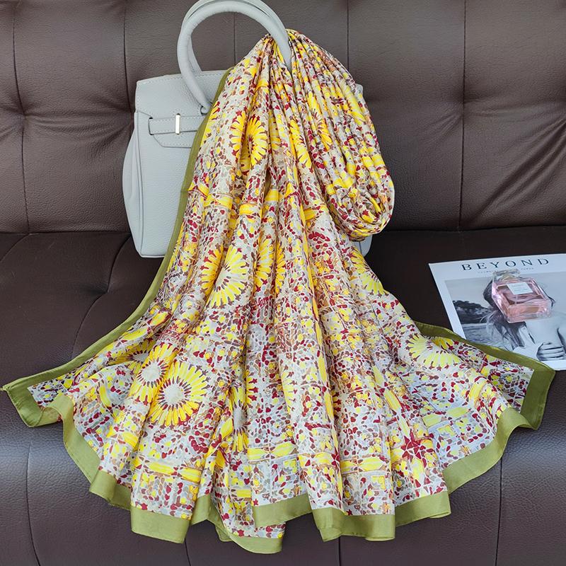 180*90cm muffler fashion Luxury Brand Scarf Women New Style Fashion Color Matching Print Silk Lady Popular Headcloth Beach Shawl
