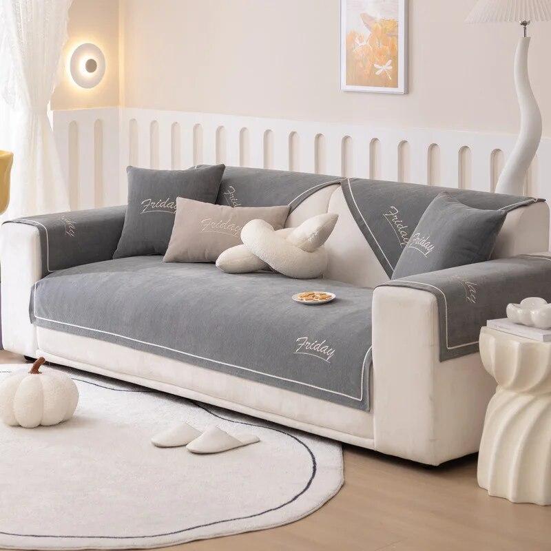 

Подушка для дивана из синели с вышивкой «елочка», новая универсальная тонкая подушка для четырех сезонов, чехол для дивана, все чехлы из ткани 70x70cm