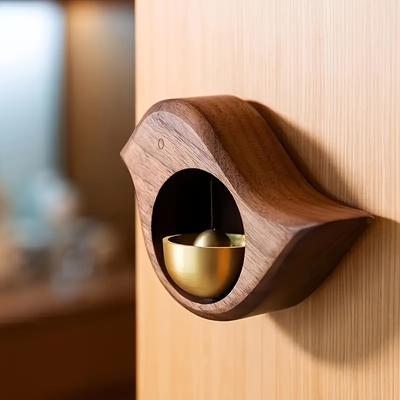 Copper Wood Decorative Doorbell Iron Door Refrigerator Doorbell Aesthetics Room Pendant Reminder Bell Dopamine Wind Chimes