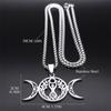 Triple Moon Goddess Luna Necklace Stainless Steel Silver Amulet Hecate Chain Jewelry for Women Men N9736S02