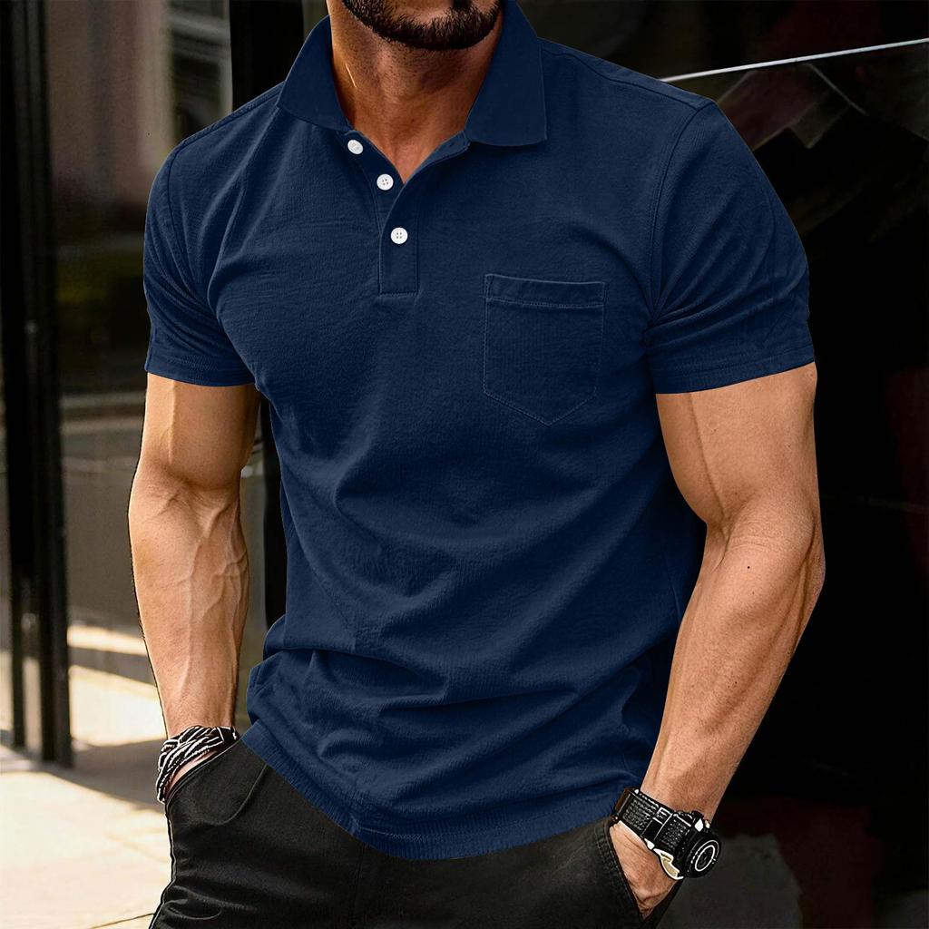 Men's Fashion Shirts Short Sleeve Casual Cotton Golf Shirts Moisture Wicking Shirt With Pocket