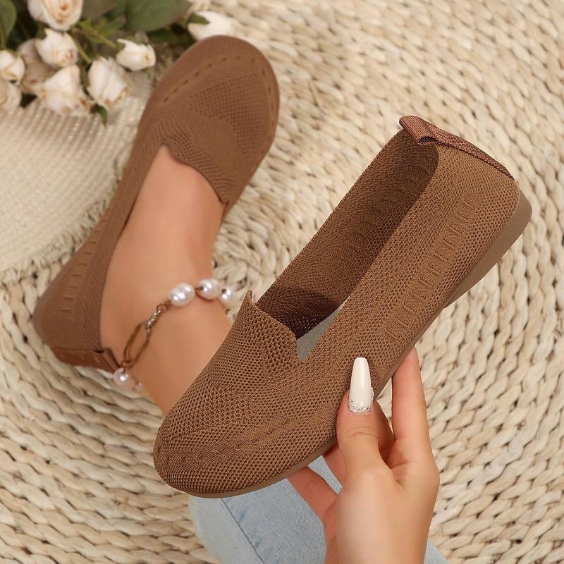 Large Size Single Shoes Autumn New Fly-woven Mesh Surface Shallow Mouth One Pedal Lazy Flat Bottom Casual Women's Shoes Tide