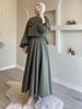 Autumn  Dubai Floral Lantern Sleeve Loose Dress & Skirt Set for Women