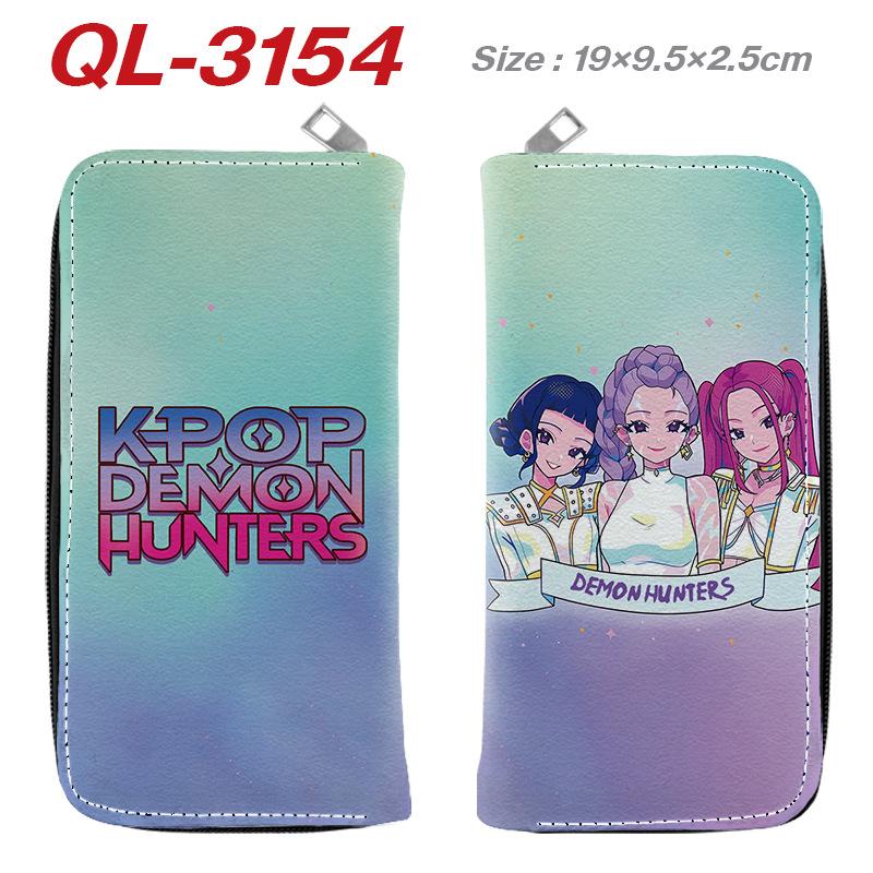 Portafoglio Lungo con Zip KPop Demon Hunters in Pelle PU Portamonete Cartone Animato per Donna Porta Carte Multipli Rosa