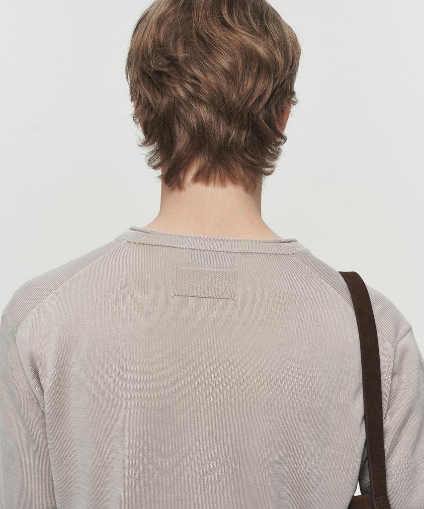 Hoite Niel Cotton V-Neck Knit (Light Gray)