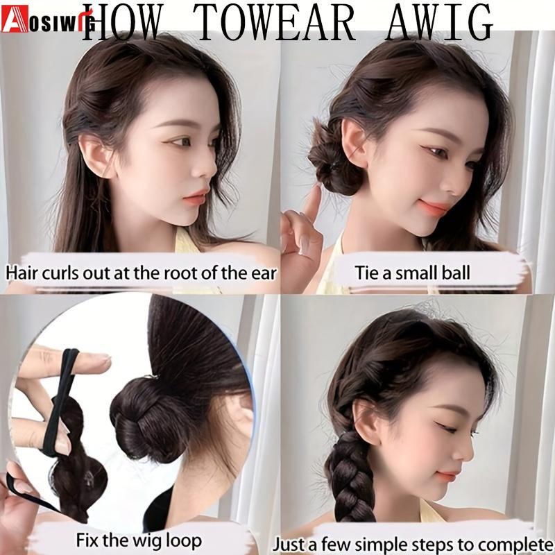 Synthetic Braided Ponytail Hair Extension with Rubber Band Natural Hair Pieces Braids Wig for Women Daily Wear Hair Accessories