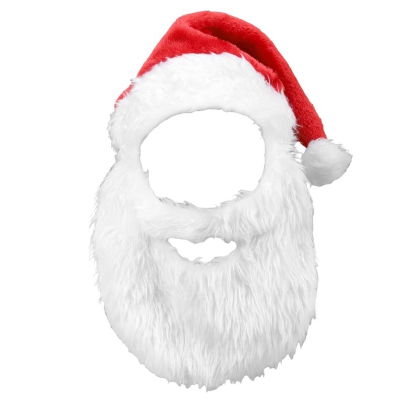 

Santa Costume Accessory,Santa Claus Beard Wigs and Hat Christmas Cosplay Dress up Props for Adult Women and Men Gifts 1