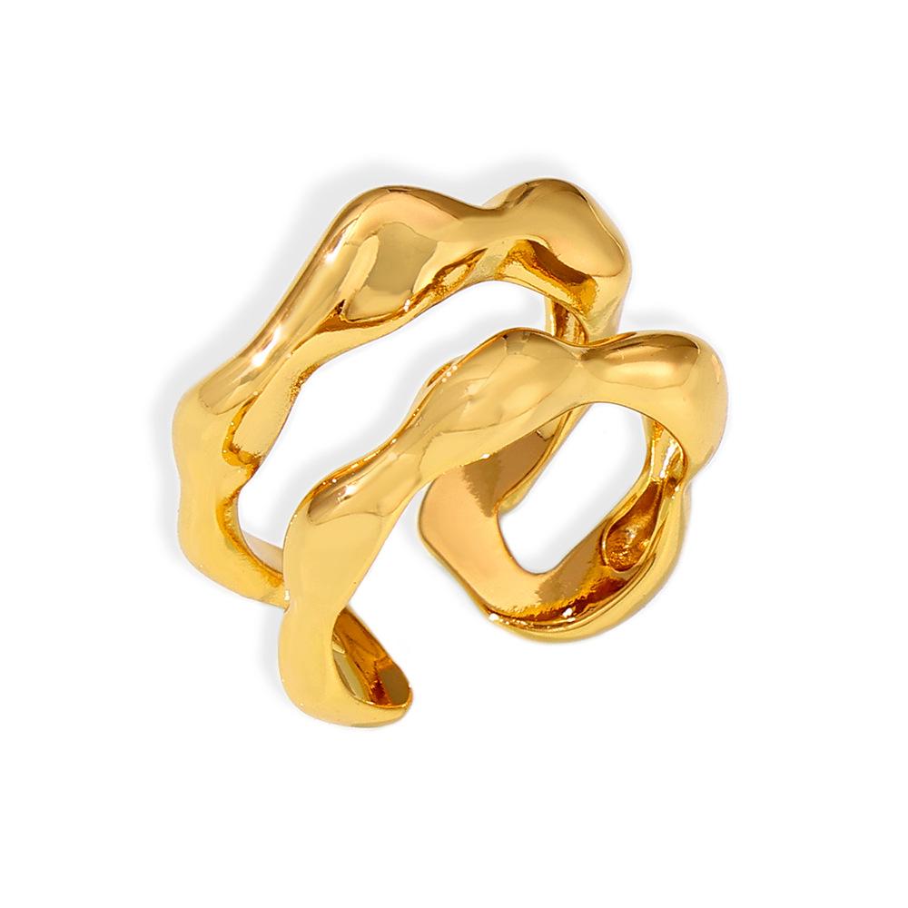 18K Gold-Plated Openwork Geometric Ring: European & American Style, Adjustable Copper Index Finger Accessory