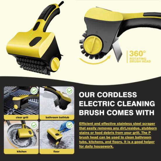 Electric Grill Brush Cordless BBQ Brush Rechargeable Barbecue Grill Cleaner