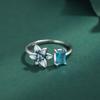 Delikat emalje safirblomst hel diamant parring for kvinner Fargerike blå originale Sterling sølv brudegavesmykker