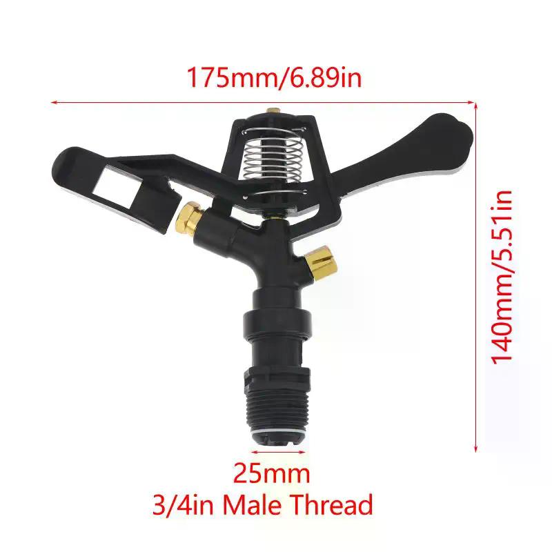 Plastic Rocker Arm Double Spray Lawn Irrigation Nozzle 3/4" Male Thread 360 Degree Angle Rotating Sprinkler Head For Garden