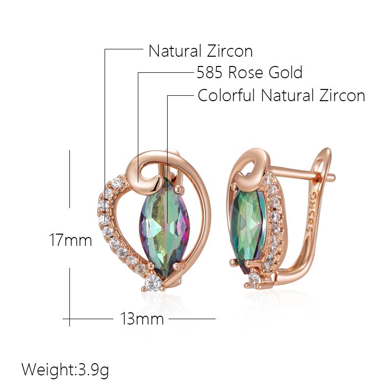 Kienl  Trend  Rose Gold Color Heart Drop Earring For Women Shiny Colorful Natural Zircon Accessories Daily Fine Jewelry