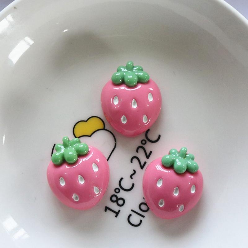 10Pcs New Cute Resin  Mini Cartoon Strawberry Cherry Grape Series Flat Back Parts Embellishments For Hair Bows Accessories