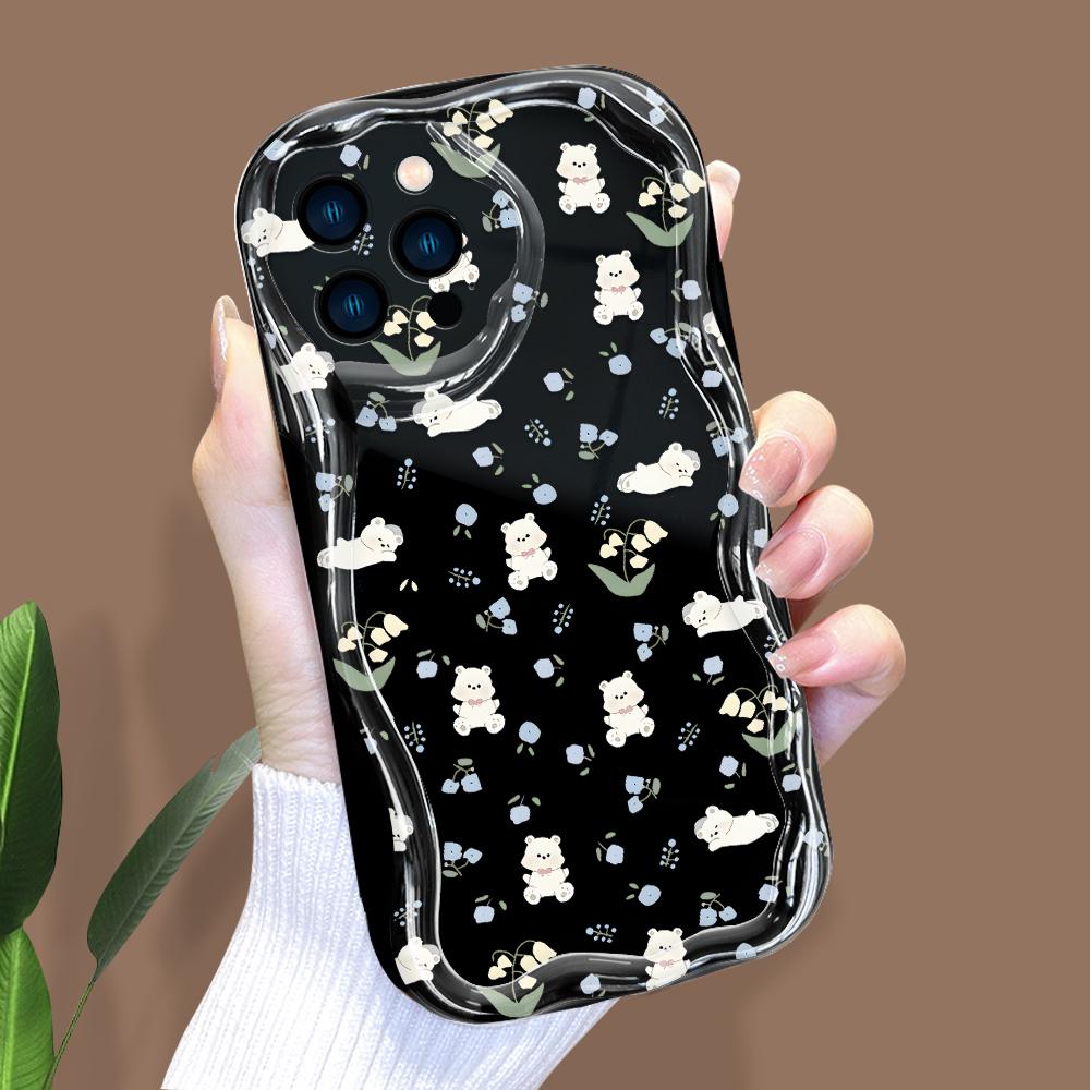 Model de desene animate Carcasă cu textura cremă Marginea ondulată Husă din silicon moale Husă pentru telefon pentru iPhone Samsung Huawei Honor Xiaomi Redmi Infinix Tecno